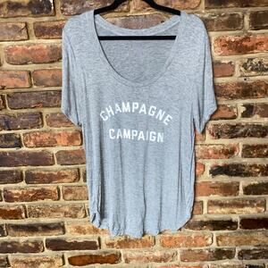 Fifth Sun Gray Graphic Champagne Campaign Short Sleeve T-Shirt Women's Medium